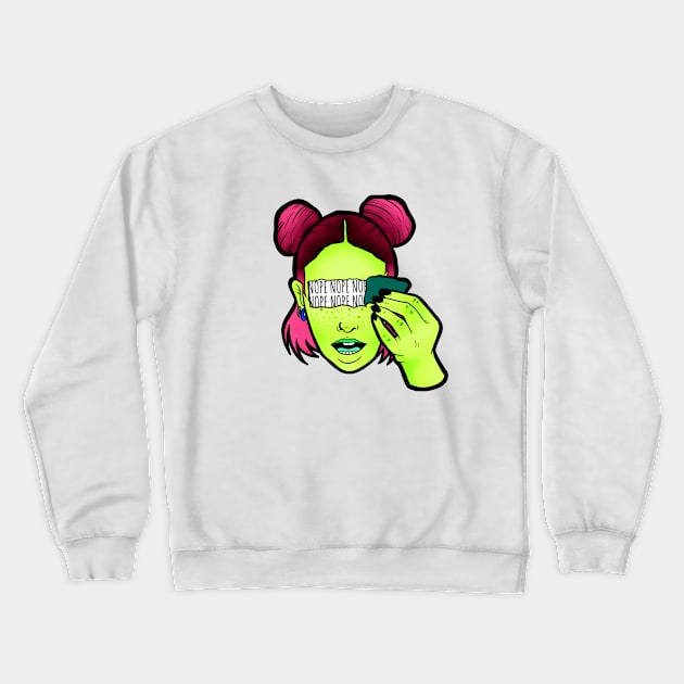 Trippy Nope Girl Crewneck Sweatshirt by ReclusiveCrafts